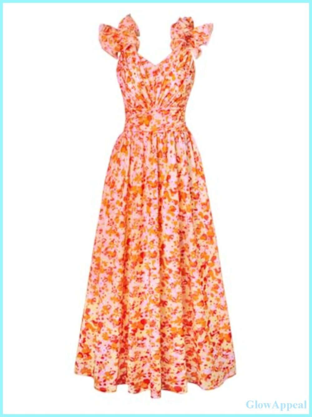 Sleeveless Floral Print Sundress with Ruffled Shoulders & Pockets